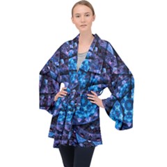 Dismembered Mandala Long Sleeve Velvet Kimono  by MRNStudios