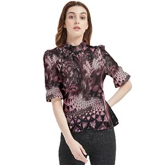 Geometric Abstraction Frill Neck Blouse