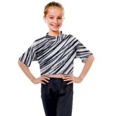 Galaxy Motion Black And White Print 2 Kids Mock Neck Tee