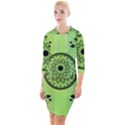 Green Grid Cute Flower Mandala Quarter Sleeve Hood Bodycon Dress View1