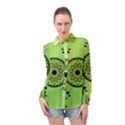 Green Grid Cute Flower Mandala Long Sleeve Chiffon Shirt View1