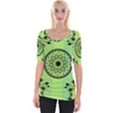 Green Grid Cute Flower Mandala Wide Neckline Tee View1