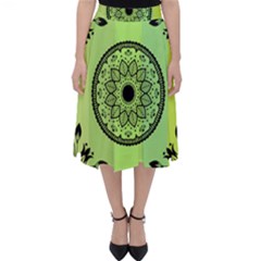 Green Grid Cute Flower Mandala Classic Midi Skirt by Magicworlddreamarts1