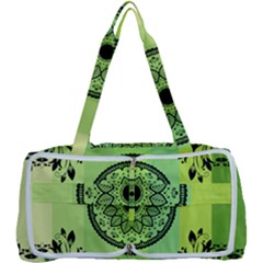 Green Grid Cute Flower Mandala Multi Function Bag by Magicworlddreamarts1