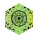 Green Grid Cute Flower Mandala Wooden Puzzle Hexagon View1