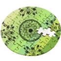 Green Grid Cute Flower Mandala Wooden Puzzle Round View2