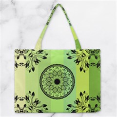 Green Grid Cute Flower Mandala Zipper Medium Tote Bag by Magicworlddreamarts1