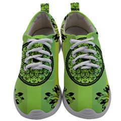 Green Grid Cute Flower Mandala Mens Athletic Shoes by Magicworlddreamarts1