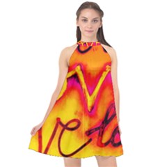  Graffiti Love Halter Neckline Chiffon Dress  by essentialimage365