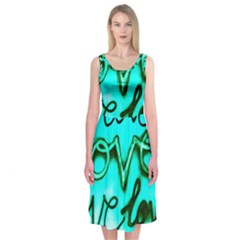  Graffiti Love Midi Sleeveless Dress by essentialimage365