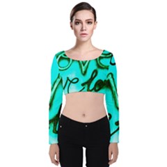  Graffiti Love Velvet Long Sleeve Crop Top by essentialimage365