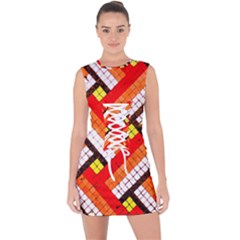 Pop Art Mosaic Lace Up Front Bodycon Dress by essentialimage365