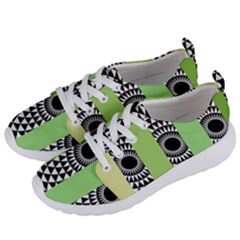  Green Check Pattern, Vertical Mandala Women s Lightweight Sports Shoes by Magicworlddreamarts1