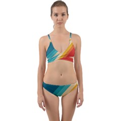 Classic Retro Stripes Wrap Around Bikini Set