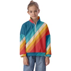 Classic Retro Stripes Kids  Half Zip Hoodie by AlphaOmega