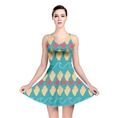 Starfish And Seashells  Sea Reversible Skater Dress by SychEva