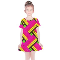 Pop Art Mosaic Kids  Simple Cotton Dress by essentialimage365