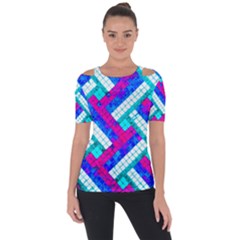 Pop Art Mosaic Shoulder Cut Out Short Sleeve Top by essentialimage365