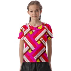 Pop Art Mosaic Kids  Frill Chiffon Blouse