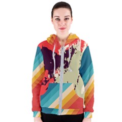 Abstract Colorful Pattern Women s Zipper Hoodie by AlphaOmega