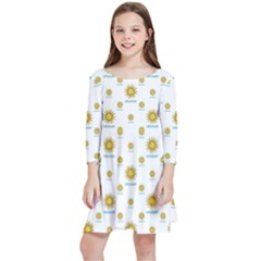 Uruguay Symbol Motif Pattern Kids  Quarter Sleeve Skater Dress