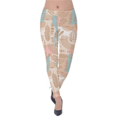 Off White Minimal Art Velvet Leggings by designsbymallika