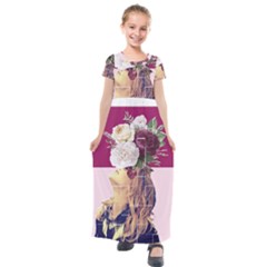 Flower Girl Kids  Short Sleeve Maxi Dress by designsbymallika