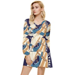 Airplane - I Need Altitude Adjustement Tiered Long Sleeve Mini Dress