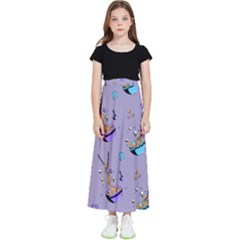 Japanese Ramen Sushi Noodles Rice Bowl Food Pattern Kids  Flared Maxi Skirt by DinzDas