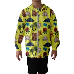 Tropical Island Tiki Parrots, Mask And Palm Trees Kids  Hooded Windbreaker by DinzDas