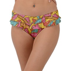 Fast Food Pizza And Donut Pattern Frill Bikini Bottom by DinzDas