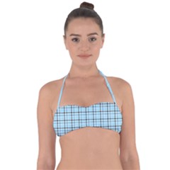 Sky Blue Tartan Plaid Pattern, With Black Lines Halter Bandeau Bikini Top by Casemiro