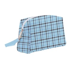 Sky Blue Tartan Plaid Pattern, With Black Lines Wristlet Pouch Bag (medium) by Casemiro