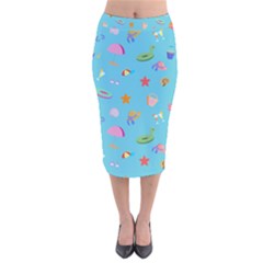 Summer  Beach  The Sun Velvet Midi Pencil Skirt by SychEva