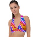 Pop Art Neon Wall Halter Plunge Bikini Top View1