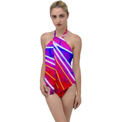 Pop Art Neon Lights Go With The Flow One Piece Swimsuit by essentialimage365