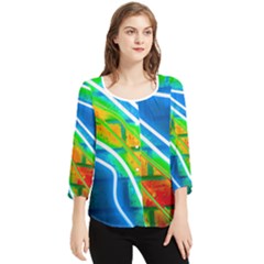 Pop Art Neon Wall Chiffon Quarter Sleeve Blouse by essentialimage365