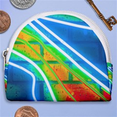 Pop Art Neon Wall Horseshoe Style Canvas Pouch by essentialimage365