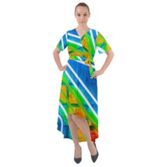 Pop Art Neon Wall Front Wrap High Low Dress by essentialimage365