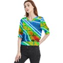 Pop Art Neon Wall Quarter Sleeve Blouse View1