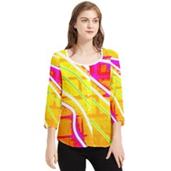 Pop Art Neon Wall Chiffon Quarter Sleeve Blouse by essentialimage365