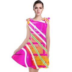 Pop Art Neon Wall Tie Up Tunic Dress by essentialimage365