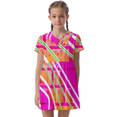 Pop Art Neon Wall Kids  Asymmetric Collar Dress