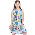 Blue Floral Stripes Kids  Skater Dress View1