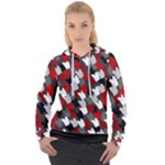 Abstract paint splashes, mixed colors, black, red, white Women s Overhead Hoodie Abstract paint splashes, mixed colors, black, red, white Women s Overhead Hoodie