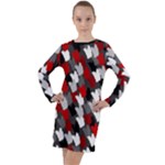 Abstract paint splashes, mixed colors, black, red, white Long Sleeve Hoodie Dress Abstract paint splashes, mixed colors, black, red, white Long Sleeve Hoodie Dress