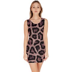 Realistic Leopard Fur Pattern, Brown, Black Spots Bodycon Dress by Casemiro