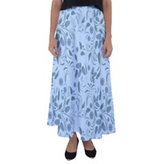 Folk Floral Art Print  Flowers Abstract Art  Poster  Flared Maxi Skirt by Eskimos