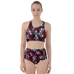 Hexagonal Blocks Pattern, Mixed Colors Racer Back Bikini Set