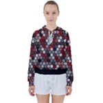 Hexagonal blocks pattern, mixed colors Women s Tie Up Sweat Hexagonal blocks pattern, mixed colors Women s Tie Up Sweat